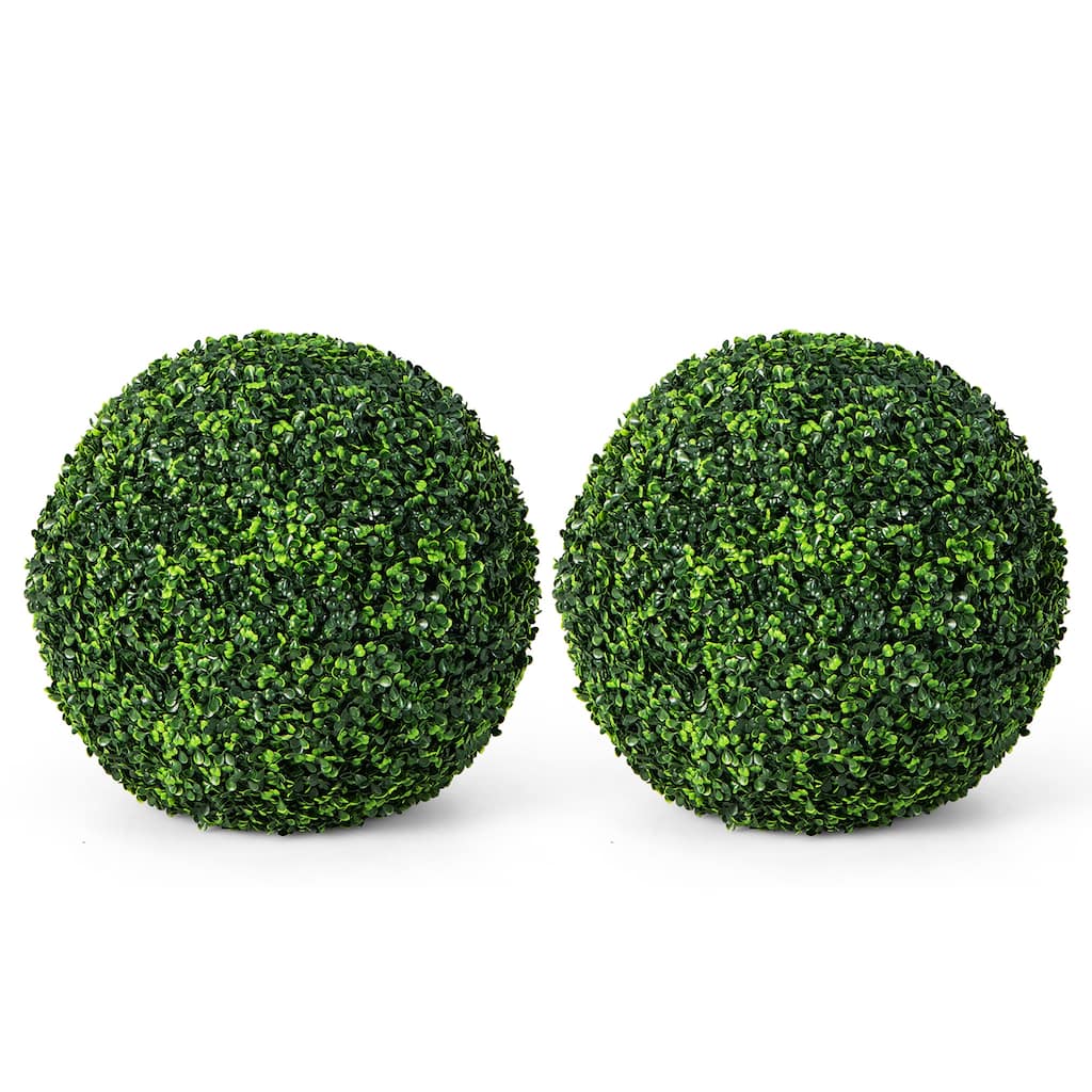 Gymax 2 PCS Artificial Plant Topiary Ball 19'' Faux Decorative Balls