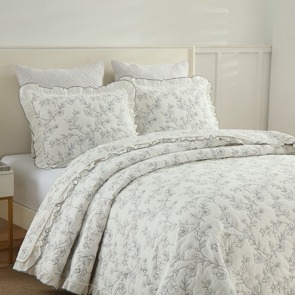 MarCielo 3 Piece Cotton Oversized Lightweight Quilt Set BY320 - On
