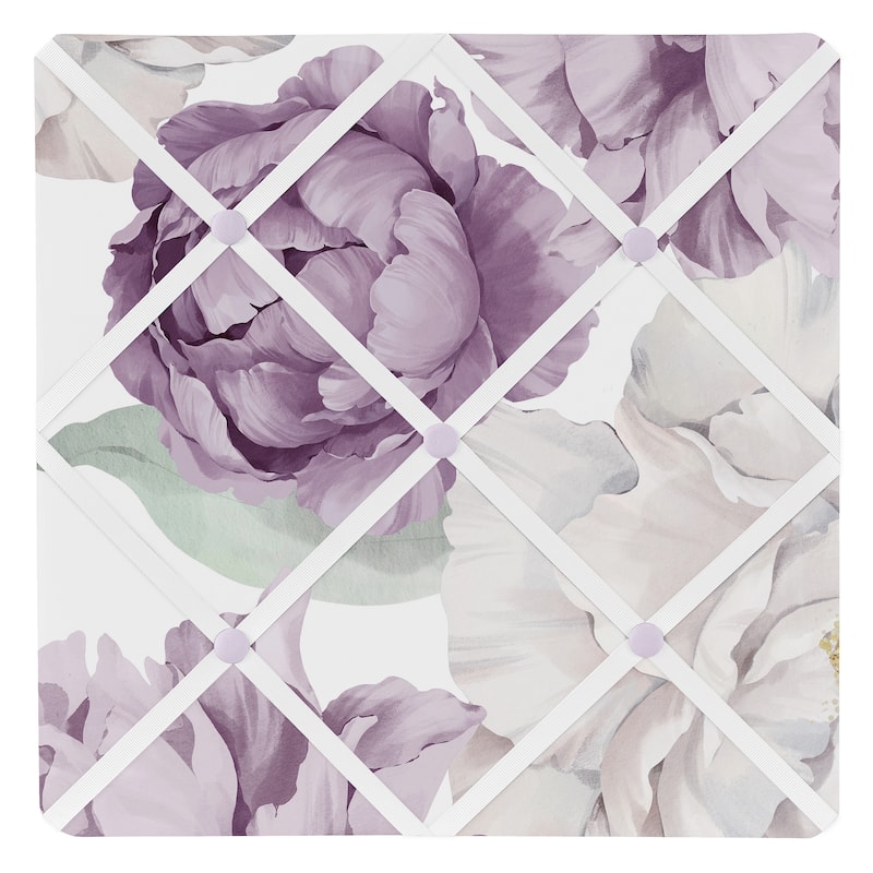 Sweet Jojo Designs Lavender Purple Boho Shabby Floral Girl 13in Fabric Memory Photo Bulletin Board Bohemian Vintage Watercolor