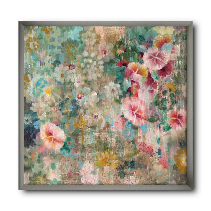 Designart "Flower Shower III" Farmhouse Framed Art Print