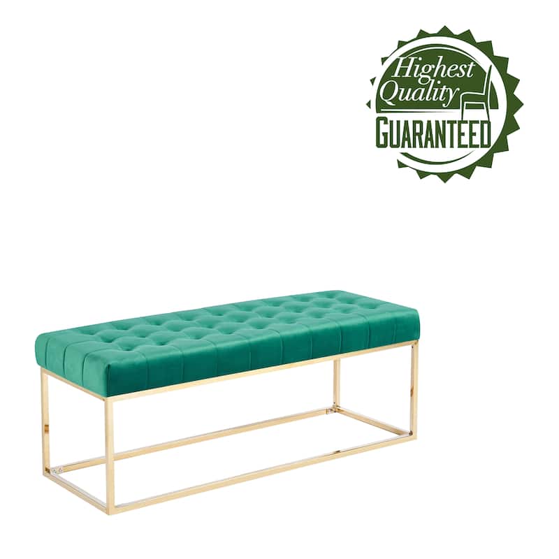 Porthos Home Wenn Tufted Velvet Bench with Gold Chrome Legs