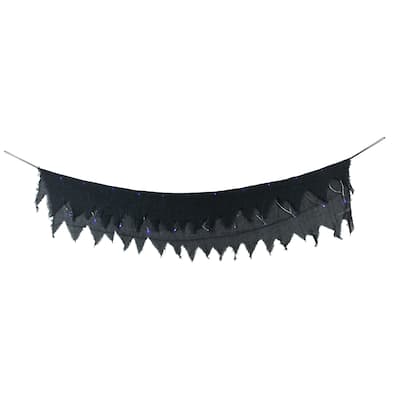Lighted Raggedy Halloween Valance- 5.75' - Purple LED Lights