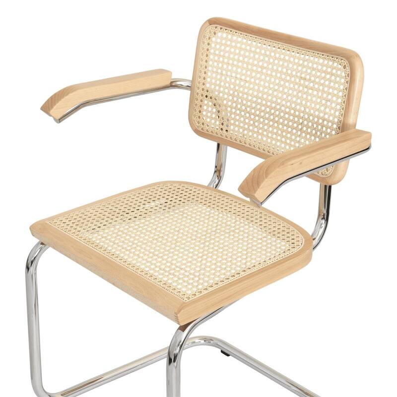 Breuer Chair Company Marcel Breuer Cesca Cane Cantilever Armchair Arm Chair w/ Chrome Steel Frame (Various Wood & Cane Colors)