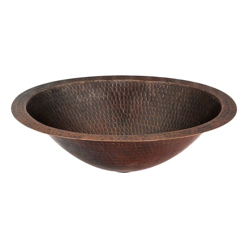 15-in Oval Under Counter Hammered Copper Bathroom Sink (LO15FDB)
