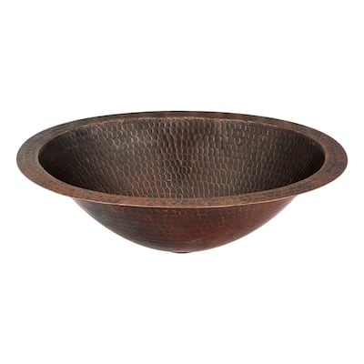 15-in Oval Under Counter Hammered Copper Bathroom Sink (LO15FDB)