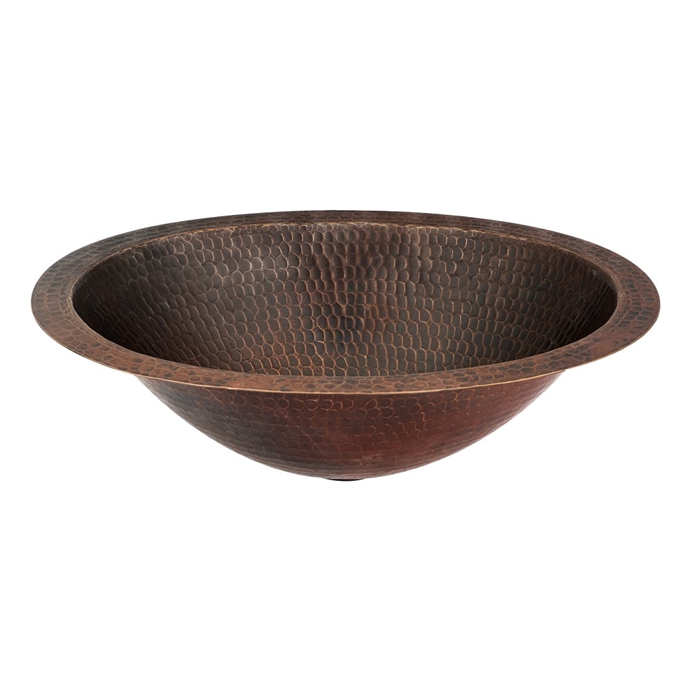15-in Oval Under Counter Hammered Copper Bathroom Sink (LO15FDB)