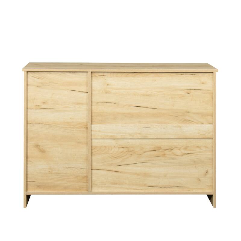 Modern Wood Storage Cabinet with 2 Doors, 1 Shelf and 2 Drawers for Dining Room
