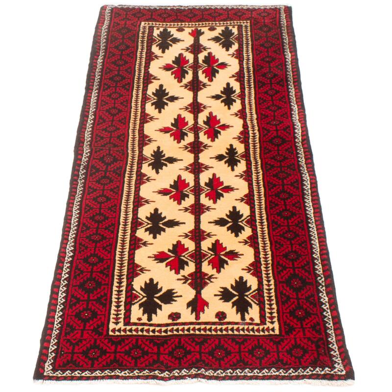 ECARPETGALLERY Hand-knotted Royal Baluch Ivory Wool Rug - 2'10 x 7'3