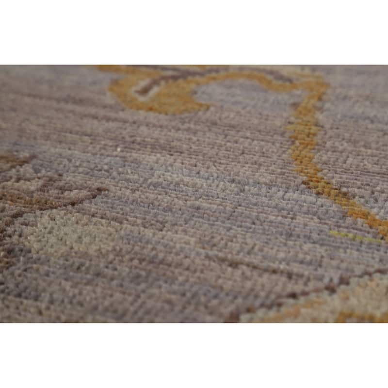 Hand Knotted Oriental 100% Wool Carpet Transitional All-Over Greys & Charcoal Oushak Area Rug - 9' 11'' X 8' 2''