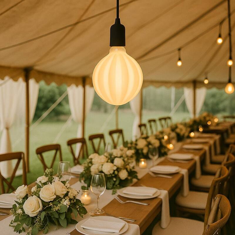 Festive Living LED G125 + COB Bulb Indoor/Outdoor Covered Edison Bulbs, E26 Base - Opaline Radiance - Large