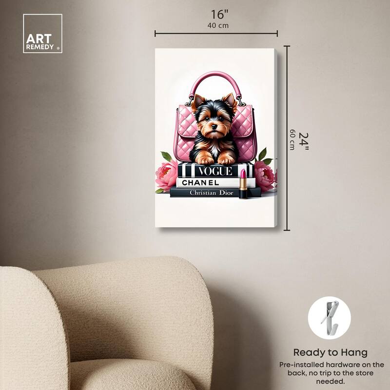 Fashionable Yorkie Canvas by Art Remedy, Gallery Wrapped