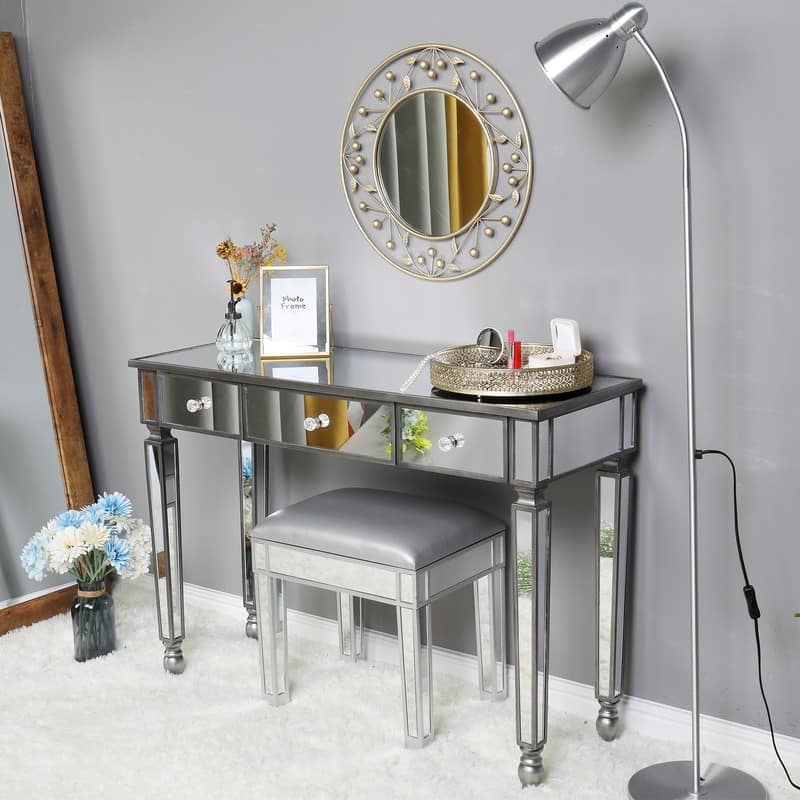 3-Drawers Mirror Table Dressing Table Console Table