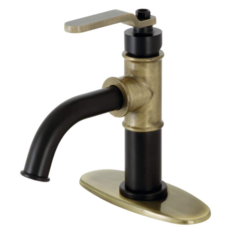 Kingston Brass Whitaker 1.2 GPM Deck Mounted Single Hole Bathroom - Matte Black / Antique Brass