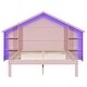 preview thumbnail 22 of 35, House Shaped Platform Bed with Built-in LED Lights Wood Platform Bed Frame with Storage Headboard & Shelves, Easy Assembly