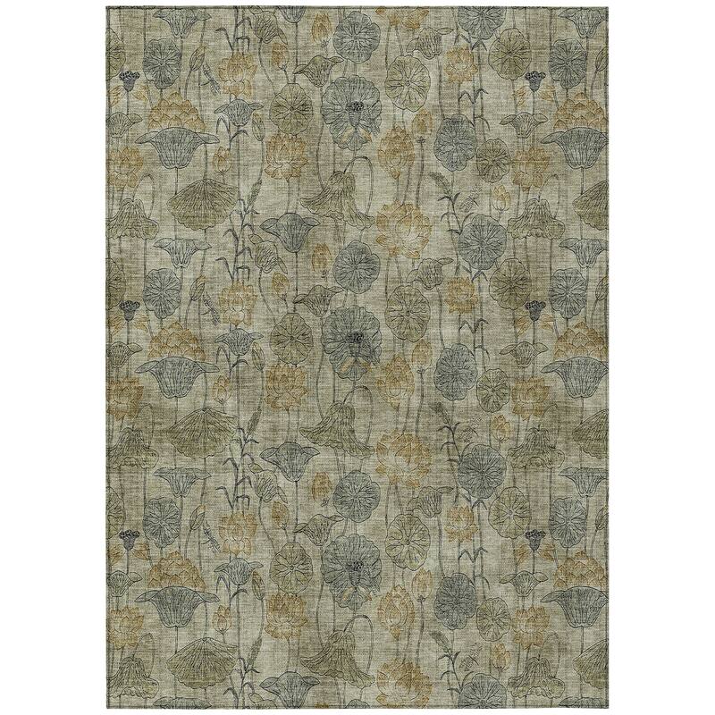 Machine Washable Indoor/Outdoor Modern Floral Chantille Rug