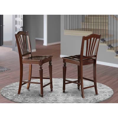 24 Inch Counter Height Wooden Bar Stools with Comfortable Seat, Stylish Kitchen Island Dining Room Furniture