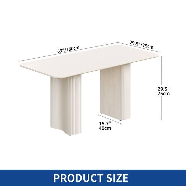 slide 2 of 10, Moasis Modern Large Dining Table 6-8 People for Kitchen and Dining Room Creamy White White - 63"