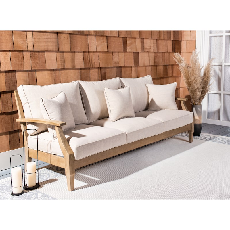 SAFAVIEH Couture Martinique Wood Patio Sofa - 82"W x 35"D x 32"H