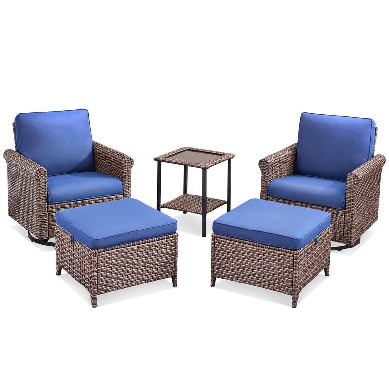 Pocassy Outdoor Sofa with Swivel Chairs Funiture Set