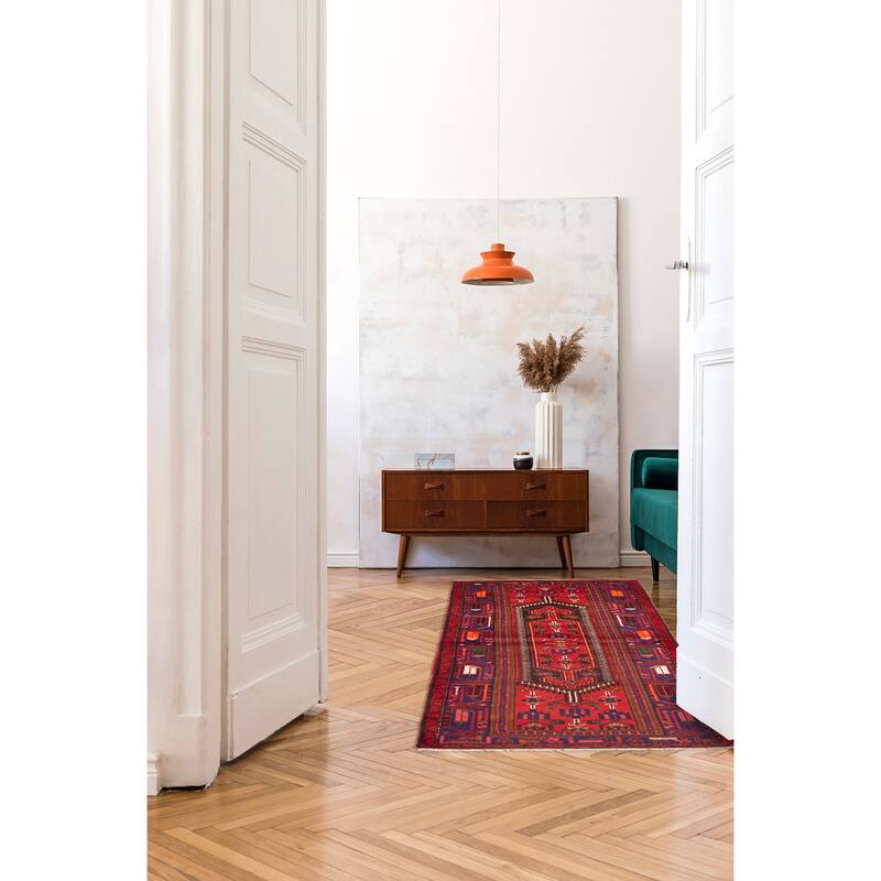 ECARPETGALLERY Hand-knotted Andelz Red Wool Rug - 3'8 x 8'2