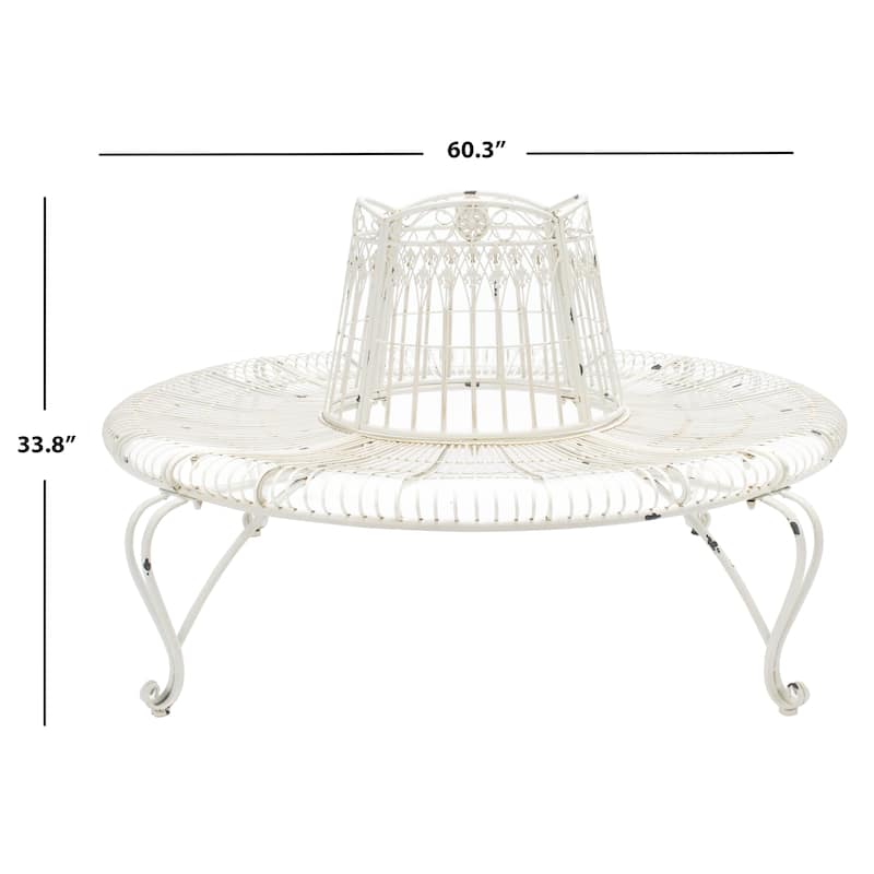SAFAVIEH Outdoor Irmeli Victorian Iron Round Tree Bench - 60" W x 60" D x 34" H - 60Wx60Dx34H