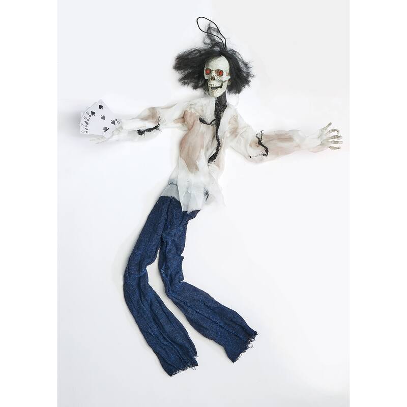 36" Hanging Light Up Ghoul w/ Poker Hand
