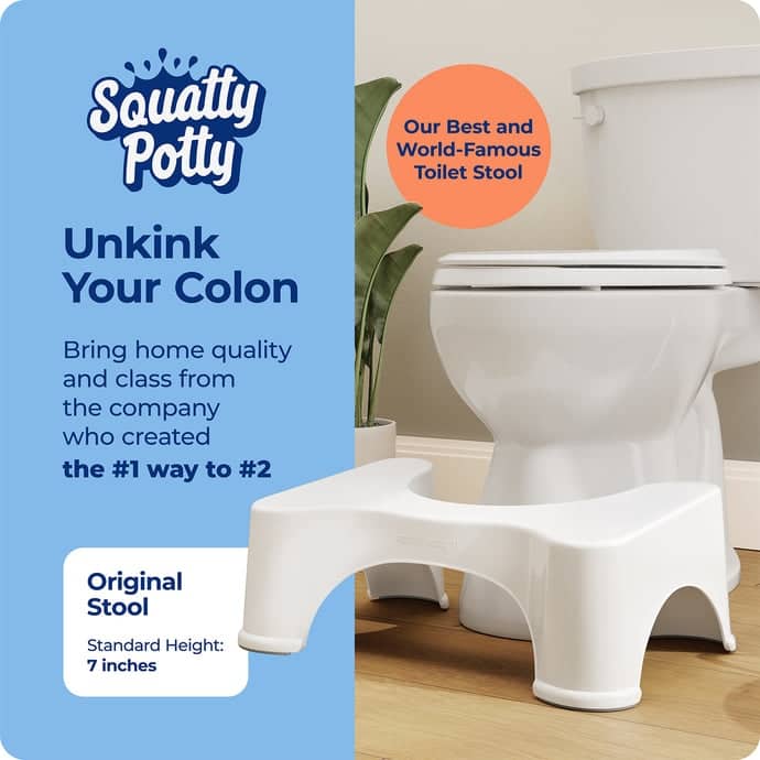 Squatty Potty The Original Bathroom Toilet Stool, 7 Inch Height, White