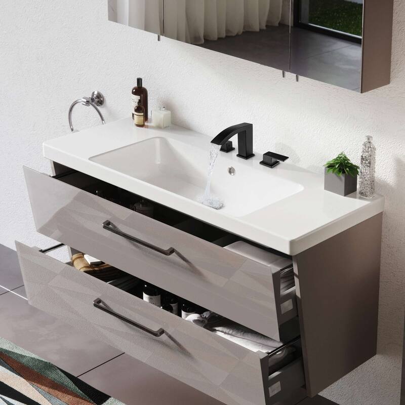Widespread Bathroom Faucet Waterfall 3 Holes Bathroom Sink Faucet Double Handle Modern 8 Inche Basin Vanity Taps With Valve