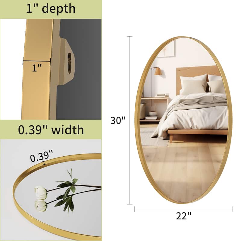 Modern Oval Metal Frame Wall Mirror