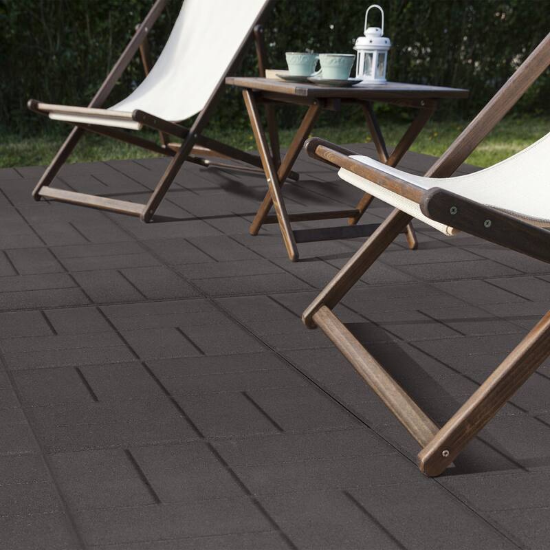 Pure Garden Rubber Deck Tiles 8-Pack - 28SQFT Outdoor Flooring Pavers