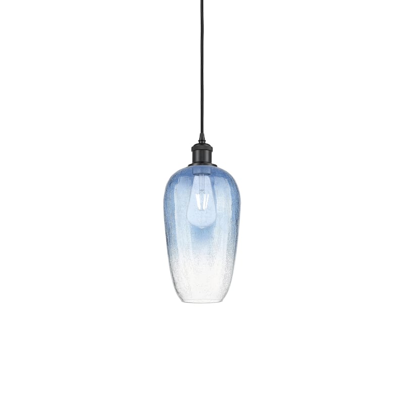 Innovations Lighting 516-1P-15-7 Brookhaven Flute Pendant Brookhaven - Matte Black / Sapphire Blue