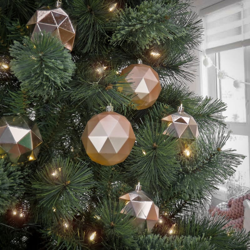 National Tree Company 6-Piece Shatterproof Geometric Silver Ornaments - 3 in