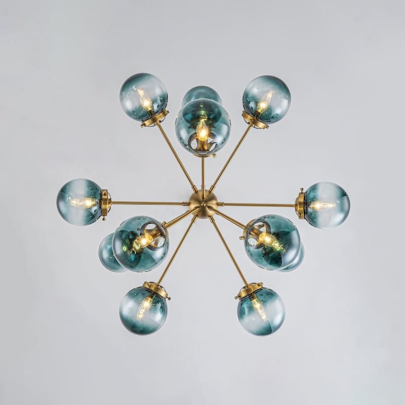 Ornate Glam 12-Light Sputnik Gradient Glass Globe Chandelier - 35.4 in