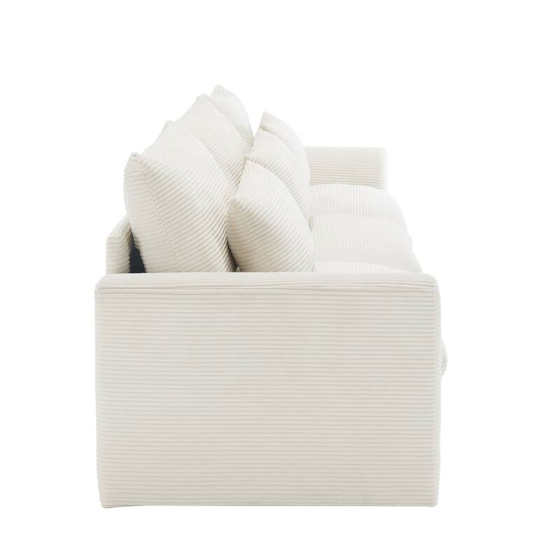 2-Seat Corduroy Modular Loveseat Sofa with Waist Pillow