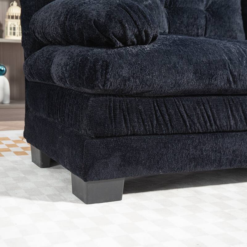 84" Upholstered 3-Seater Sofa with Memory Foam & Comfort Pillows