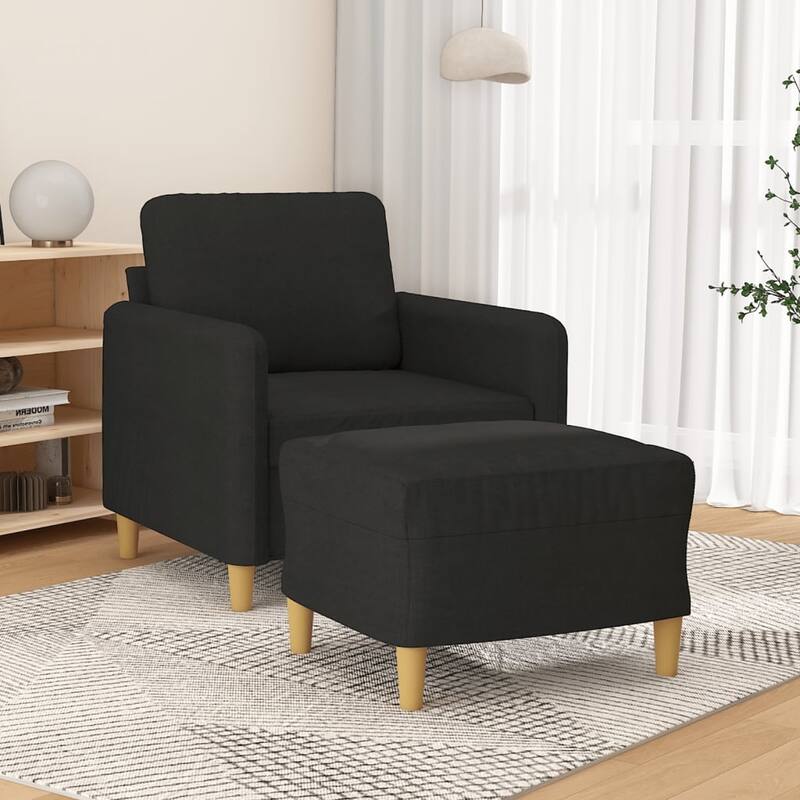 vidaXL Sofa Chair Single Sofa Armchair with Footstool for Living Room Fabric - 30.7 x 30.7 x 31.5 in