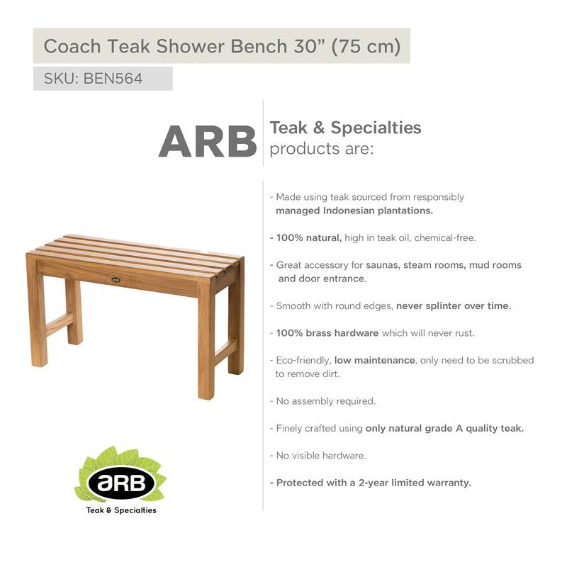 Teak Shower Bench Coach 30" (75 cm)