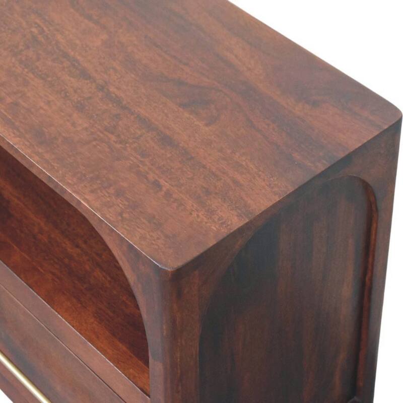 Artisan Furniture Solid Wood Arched Edge 2 Drawer Media Unit, Brown, 2-Drawers, 1-Shelf