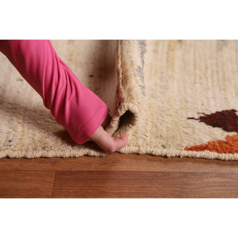 Hand Knotted Oriental 100% Wool Carpet Modern Tribal Beige & Ivories Moroccan Area Rug - 7' 10'' X 5' 8''