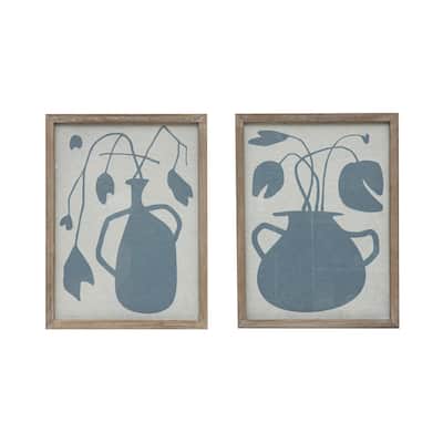 Wood and Glass Wall Decor, Set of 2 styles