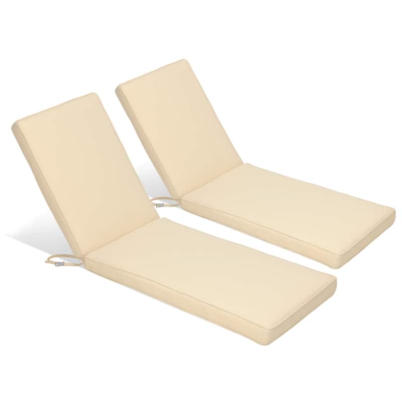 Aoodor Patio Chaise Lounger Cushions Set of 2, Olefin Fabric, Water-Resistant, 72x21x3 Inches(Only Cushions)