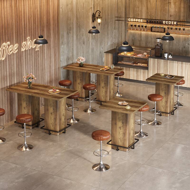 High Wood Bar Table, Bistro Pub Table, Dining Coffee Cocktail Living Room Accent Pub Desk