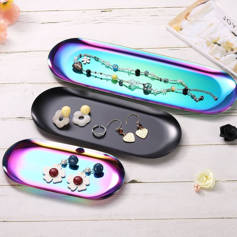 6pcs Stainless Steel Decorative Trays 7" Bathroom Cosmetic Trays