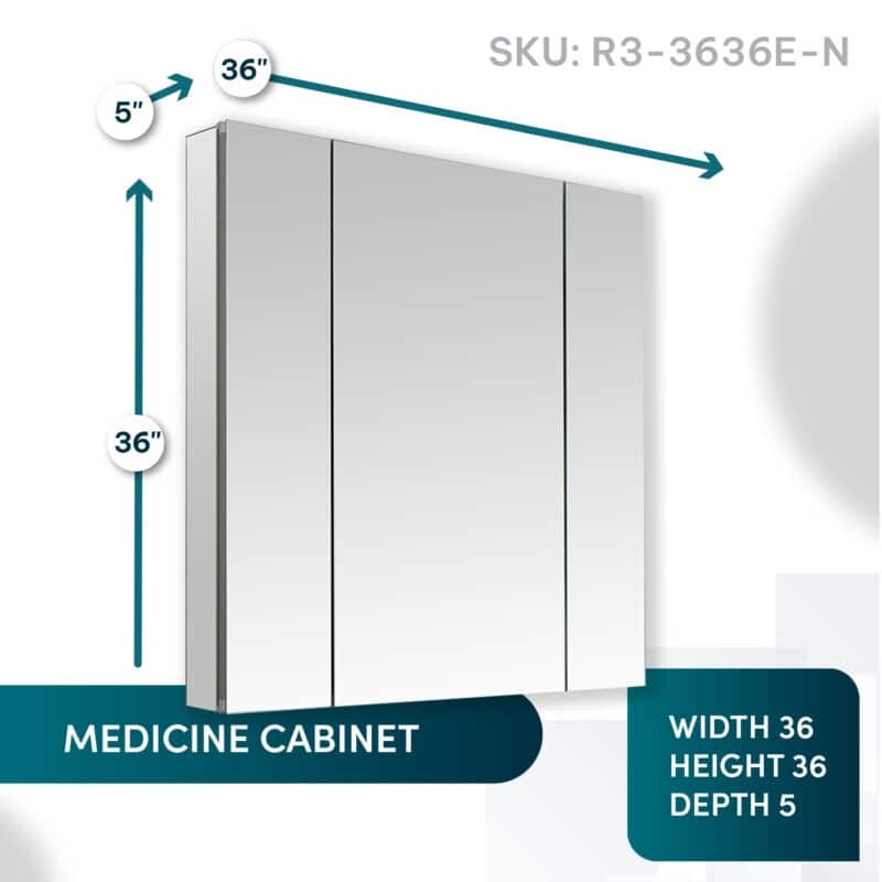 AQUADOM Royale Medicine Cabinet With Electrical Outlets, Magnifying Mirror and Magnetic Organization - 36"x36"x5"