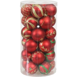 Sunnydaze Holiday Glitter Plastic 30-Piece Ornament Set