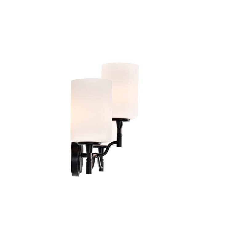 Liam 3 Light Vanity Matte Black White Opal Glass - Matte Black