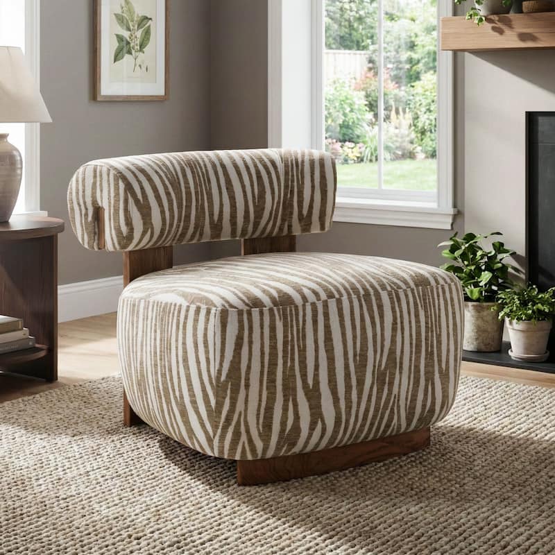Furniture of America Orynt Modern Zebra Upholstered Accent Chair - Beige