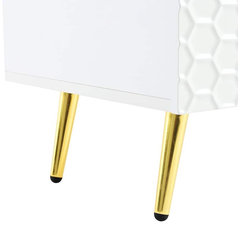 Modern TV Stands with Gold Accents, Fits TVs Up to 80'', White/Black