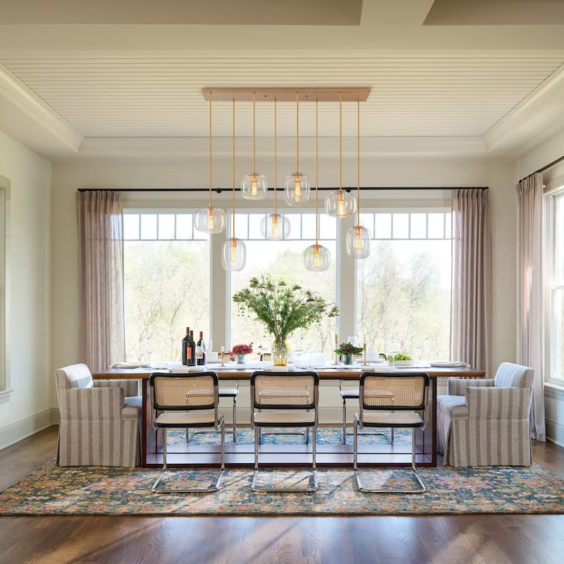 8-Light Linear Chandelier Modern Kitchen Island Light