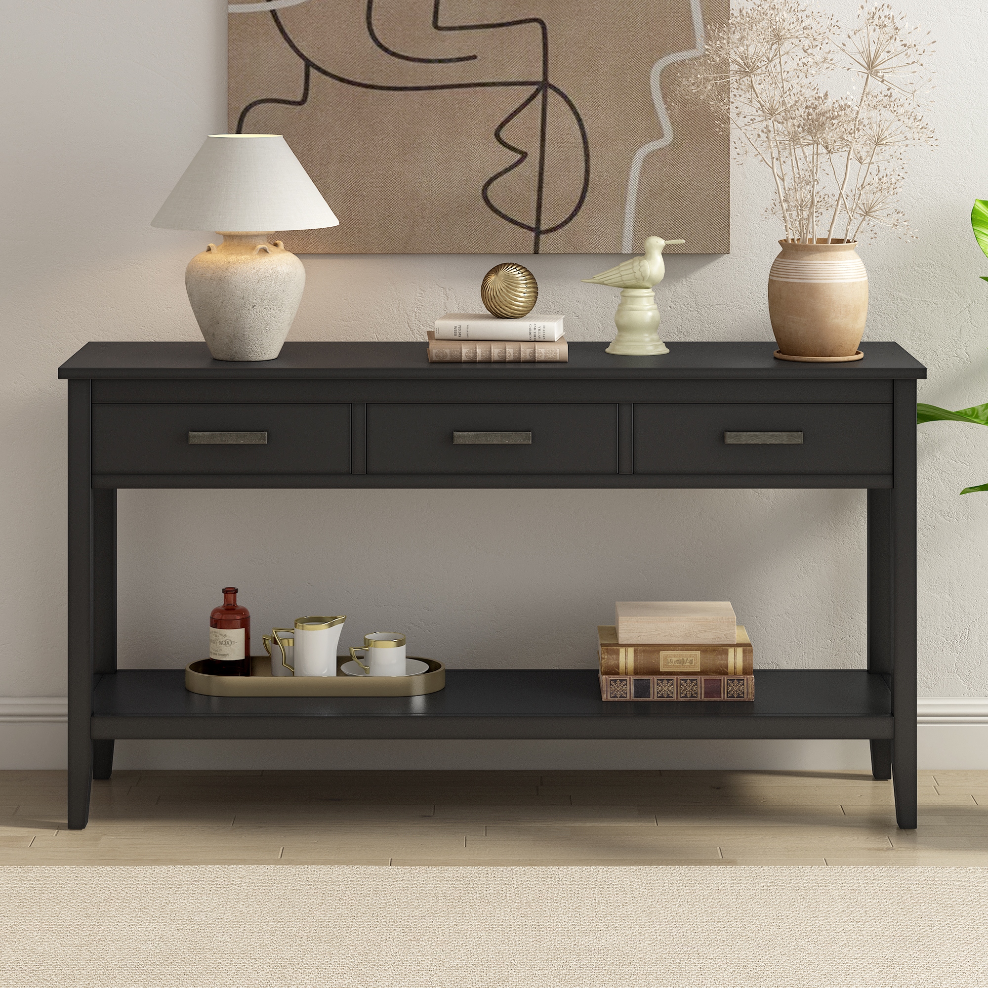 Entry console clearance with drawers